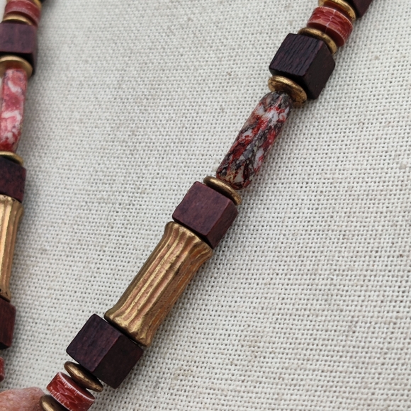 Ancient primitive Mayan clay talisman and stone necklace - Picture 4 of 10